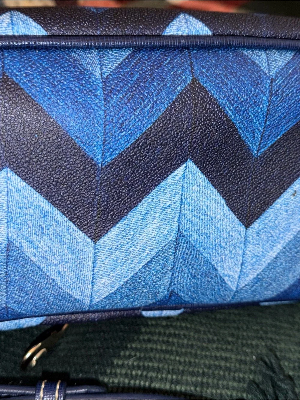 Dooney & Bourke Navy and Light Blue Chevron Satchel